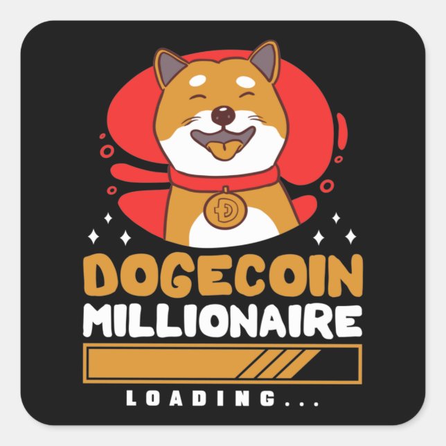 Pegatina Cuadrada Carga de Crypto DogeCoin Millionaire (Anverso)