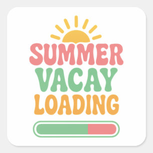 Pegatina Cuadrada Carga divertida de vacaciones de verano retro