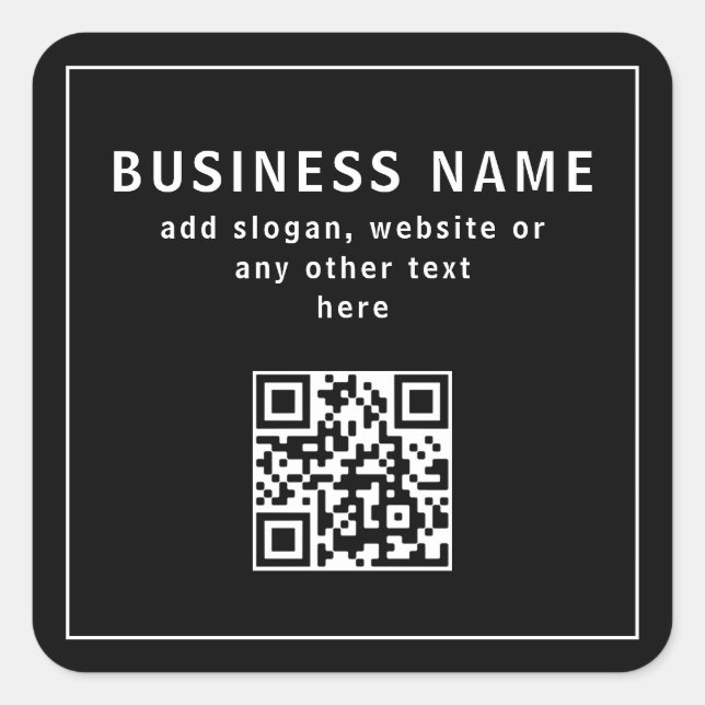 Pegatina Cuadrada Cargar código QR o logotipo | Negro moderno (Anverso)