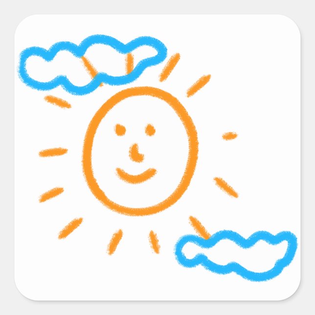 Pegatina Cuadrada Cargar los dibujos de los niños convierte los dibu (Anverso)