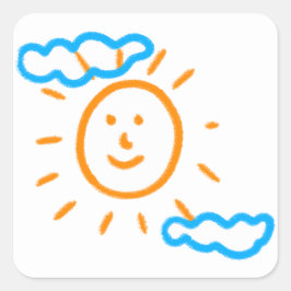 Pegatina Cuadrada Cargar los dibujos de los niños convierte los dibu