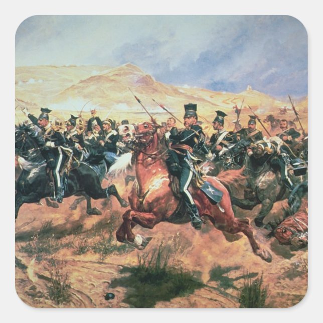 Pegatina Cuadrada Cargo de la Brigada Ligera (Anverso)