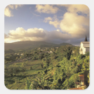 Pegatina Cuadrada Caribe, Antillas Francesas, Martinica.