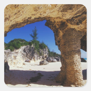 Pegatina Cuadrada Caribe, Bermudas, Tucker's Town. Natural