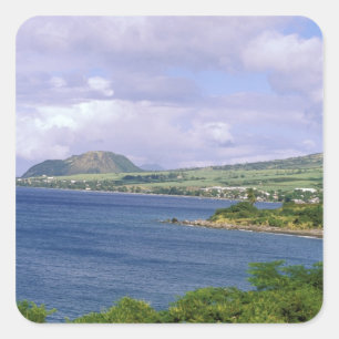 Pegatina Cuadrada Caribe, San Cristóbal, Roseau. Costa.