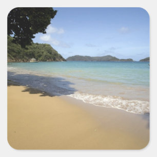 Pegatina Cuadrada Caribe - Tobago - Playa a lo largo del Atlántico