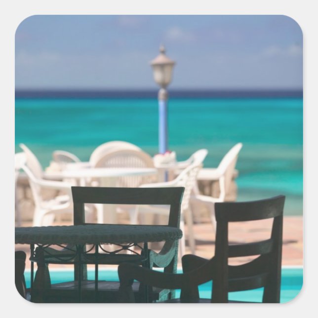 Pegatina Cuadrada Caribe, TURCOS y CAICOS, isla de Gran Turca, (Anverso)