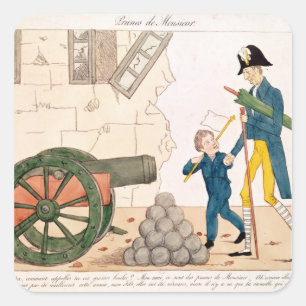 Pegatina Cuadrada Caricatura de Charles X y Enrique Duc de