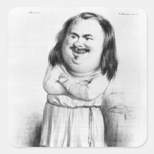 Pegatina Cuadrada Caricatura de Honore de Balzac