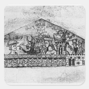 Pegatina Cuadrada Caricatura de judíos ingleses, de una Hagadá