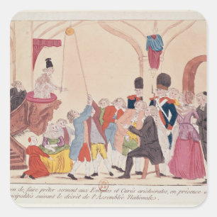 Pegatina Cuadrada Caricatura de la manera de hacer aristocrático