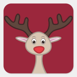 Pegatina Cuadrada Caricatura de renos