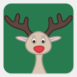 Pegatina Cuadrada Caricatura de renos