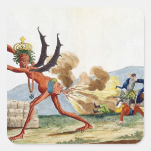 Pegatina Cuadrada Caricatura del gobierno inglés, 1793
