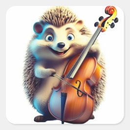 Pegatina Cuadrada Caricatura, Personalizado, Ilustracion A musical