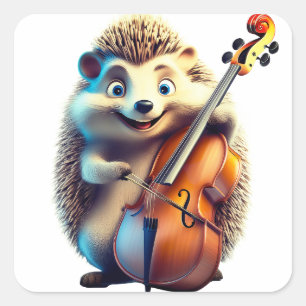 Pegatina Cuadrada Caricatura, Personalizado, Ilustracion A musical