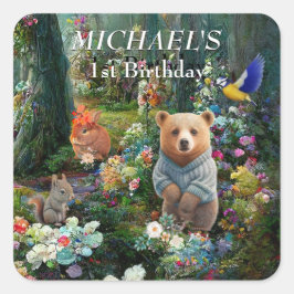 Pegatina Cuadrada Cariño Bunny and Boo Bear