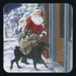 Pegatina Cuadrada Carl Helping Santa Claus de<Carl's Christmas>b<br><div class="desc">ImagenID: AAJX001060 / Alexandra Day / CORBIS / Carl Helping Santa Claus de<_carl27_s christmas="">de Alexandra Day /</_carl27_s></div>