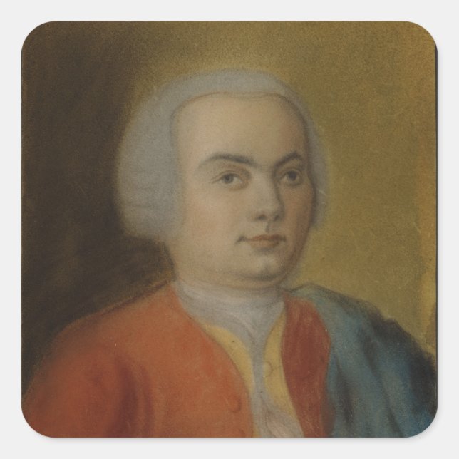 Pegatina Cuadrada Carl Philipp Emanuel Bach, c.1733 (Anverso)