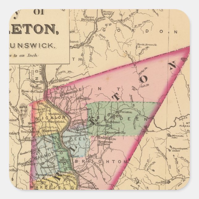 Pegatina Cuadrada Carleton Co., NB (Anverso)