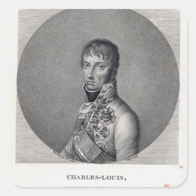 Pegatina Cuadrada Carlos de Austria (Anverso)