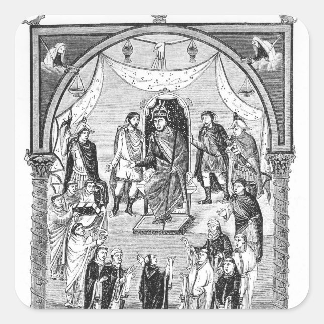 Pegatina Cuadrada Carlos el calvo, rey de Francia (Anverso)