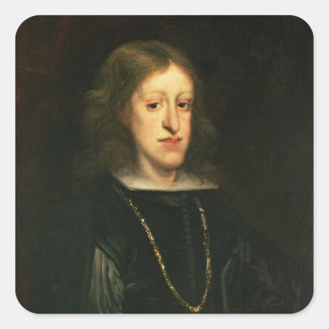 Pegatina Cuadrada Carlos II de España (Anverso)
