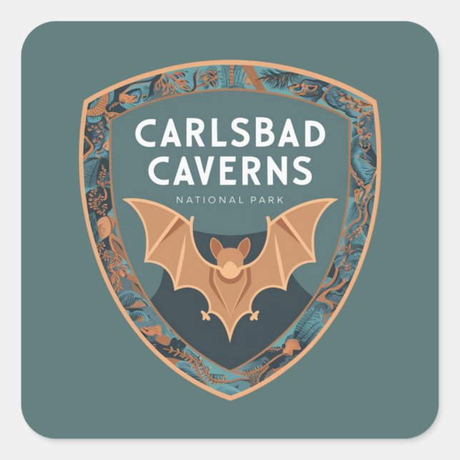 Pegatina Cuadrada Carlsbad Cavernas Parque Nacional de Estados Unido (Anverso)