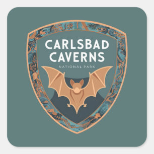 Pegatina Cuadrada Carlsbad Cavernas Parque Nacional de Estados Unido