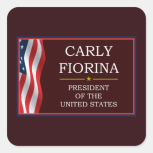 Pegatina Cuadrada Carly Fiorina para presidente V3