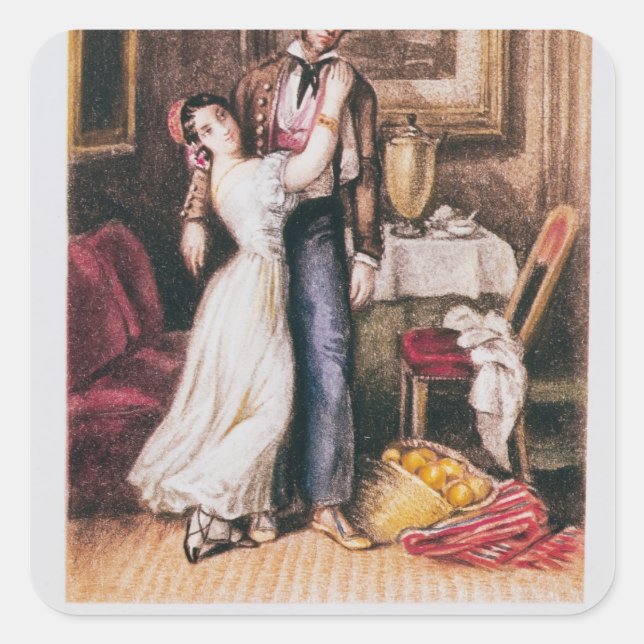 Pegatina Cuadrada Carmen y Don José, 1846 (Anverso)