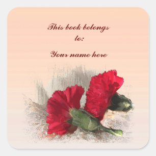Pegatina Cuadrada Carnations Bookplate