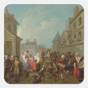 Pegatina Cuadrada Carnaval callejero en París, 1757