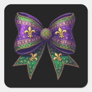 Pegatina Cuadrada Carnaval de elegancia festiva de Mardi Gras Coquet
