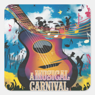 Pegatina Cuadrada Carnaval de música