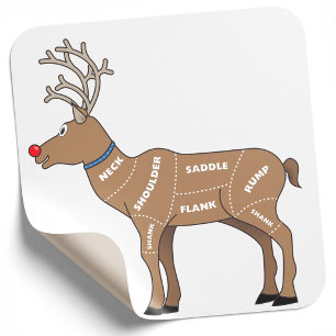 Pegatina Cuadrada Carne de reno para Navidades