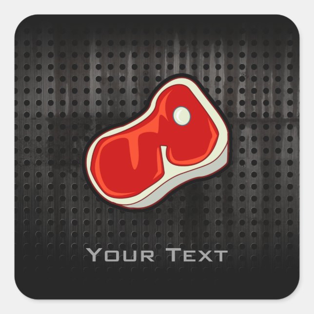 Pegatina Cuadrada Carnicero; negro (Anverso)