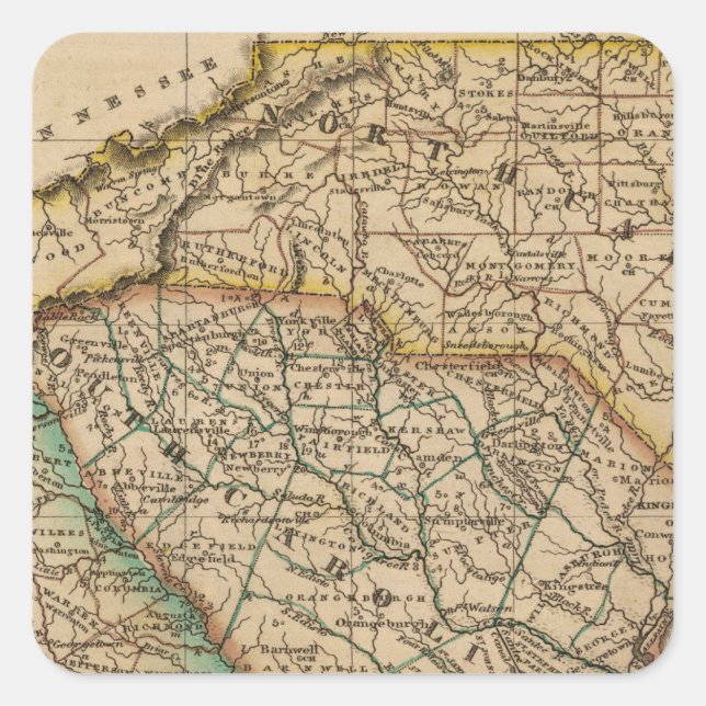 Pegatina Cuadrada Carolina del Norte, Carolina del Sur, Georgia (Anverso)