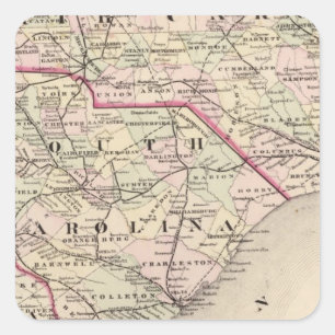 Pegatina Cuadrada Carolina del Norte y del Sur 4