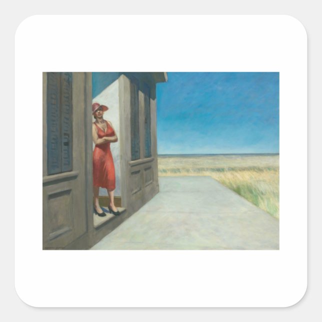 Pegatina Cuadrada Carolina Morning - Edward Hopper (Anverso)
