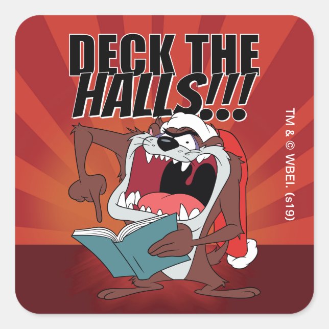 Pegatina Cuadrada Carols de Navidades cantantes de TAZ™ (Anverso)