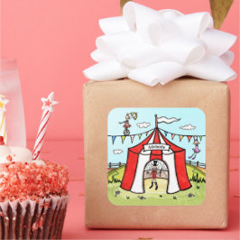 Pegatina Cuadrada Carpa de Circo Personalizada