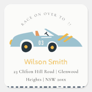 Pegatina Cuadrada Carrera A Corto En La Dirección De Los Niños De Co