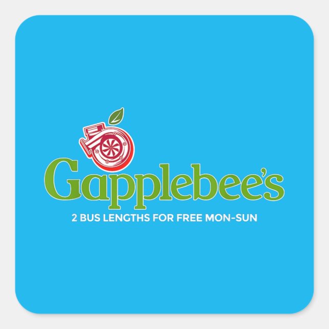 Pegatina Cuadrada Carreras de arrastre de Gapplebee Muscle Turbo Bos (Anverso)