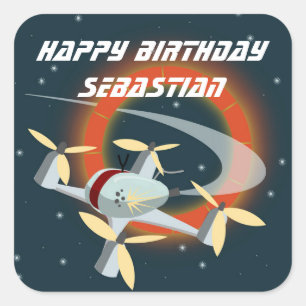 Pegatina Cuadrada Carreras de drones