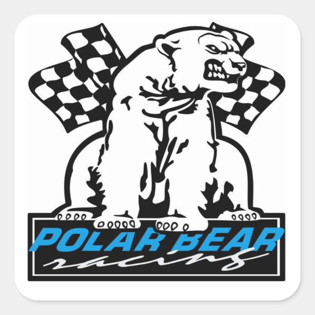 Pegatina Cuadrada Carreras del oso polar (Anverso)