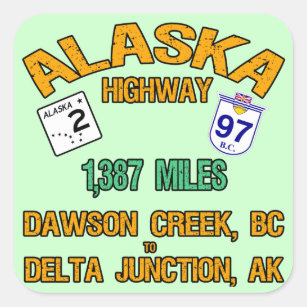Pegatina Cuadrada Carretera de Alaska