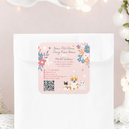 Pegatina Cuadrada Carretera de perros de peluquero floral lindo masc