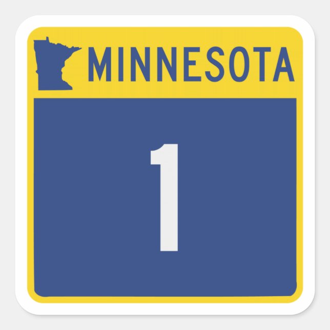 Pegatina Cuadrada Carretera Estatal 1, Minnesota, Estados Unidos (Anverso)