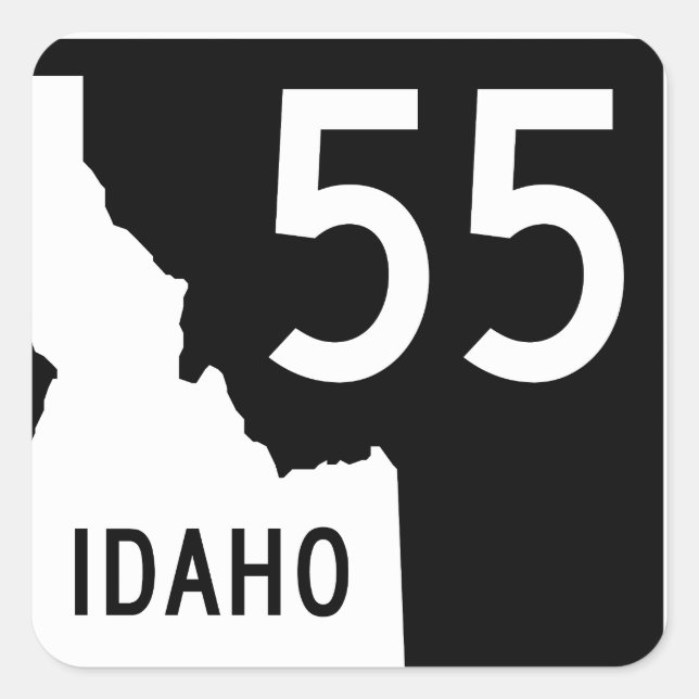 Pegatina Cuadrada Carretera Estatal de Idaho 55 (Anverso)